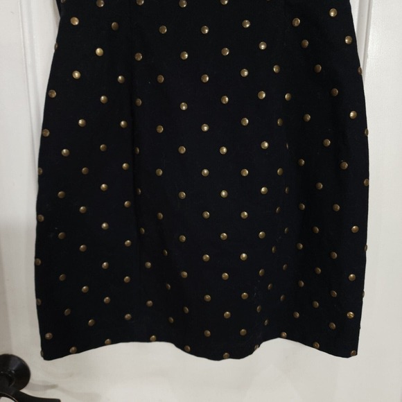 Vtg Betsey Johnson Womens Dress Black Denim Studded Zip Strapless Y2K 90s Sz 4 S - Picture 8 of 10